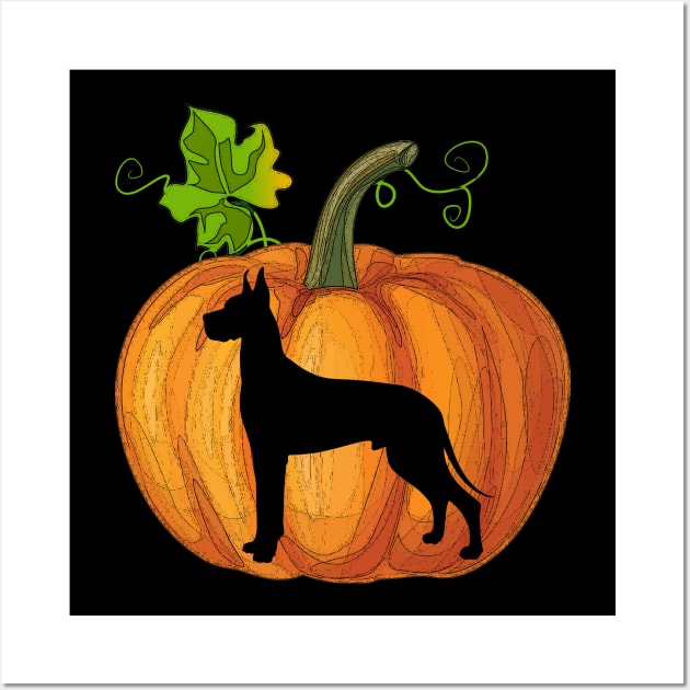 Great dane in pumpkin Wall Art by Flavie Kertzmann